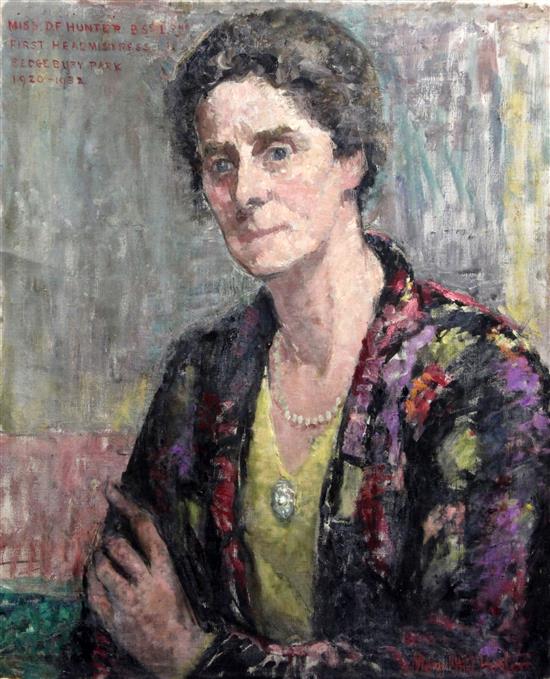 Mary Ethel Hunter (1878-1936) Portrait of Mrs D F Hunter, First Headmistress of Bedgebury Park, 1920-32, 24 x 20in. unframed.